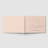 Elegante Kalligraphie Peach Pink Gold Hochzeit Gästebuch (Voll)