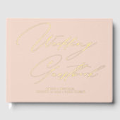Elegante Kalligraphie Peach Pink Gold Hochzeit Gästebuch (Vorderseite)