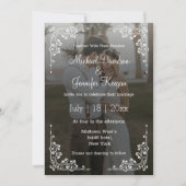 Elegante Kalligraphie qr code 2 verblassene Foto H Einladung (Vorderseite)