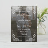 Elegante Kalligraphie qr code 2 verblassene Foto H Einladung (Stehend Vorderseite)