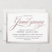 elegante Kalligraphie Rose gold Grand Opening Einladung (Vorderseite)