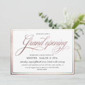 elegante Kalligraphie Rose gold Grand Opening Einladung (Stehend Vorderseite)