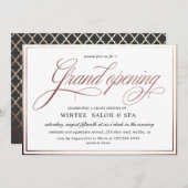 elegante Kalligraphie Rose gold Grand Opening Einladung (Vorne/Hinten)
