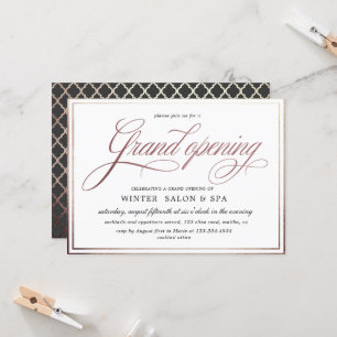 elegante Kalligraphie Rose gold Grand Opening Einladung