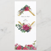 Elegante Kalligraphie-Rote Rosen und Eukalyptus Menükarte (Rückseite)