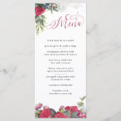 Elegante Kalligraphie-Rote Rosen und Eukalyptus Menükarte (Vorderseite)