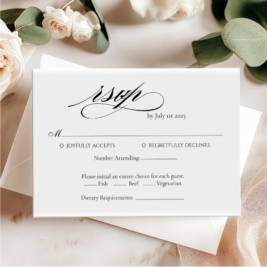 Elegante Kalligraphie-RSVP-Minimalkarte Einladung