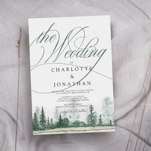 Elegante Kalligraphie Rustikale Hochzeiten Einladung