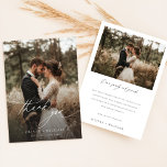 Elegante Kalligraphie Rustikales Foto Hochzeit Dankeskarte<br><div class="desc">Mit dieser eleganten Calligraphy Rustic Foto Wedding Dankeschön Card bedanken. Dieses minimalistische Design besticht durch ein warmes,  intimes Foto des Ehepaares und eine elegante,  handgeschriebene Kalligraphie. Die sanften,  neutralen Farbtöne schaffen einen zeitlosen Look.</div>