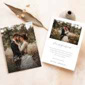 Elegante Kalligraphie Rustikales Foto Hochzeit Dankeskarte