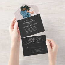 elegante Kalligraphie schwarz in einer Einladung