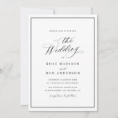 Elegante Kalligraphie, Schwarz-Weiß-Hochzeit Einladung (Vorderseite)