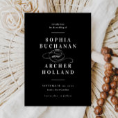 Elegante Kalligraphie Schwarz-Weiß-Hochzeit Save The Date