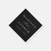 Elegante Kalligraphie Schwarz-Weiß-Hochzeit Serviette (Ecke)