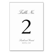 Elegante Kalligraphie Schwarz-Weiß-Hochzeit Tischnummer (Rückseite)