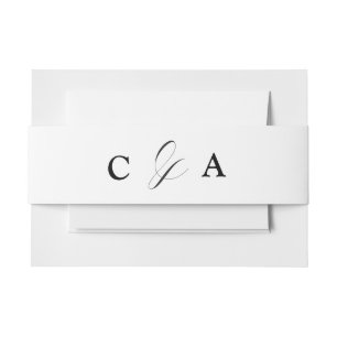 Elegante Kalligraphie Schwarz-weiße Hochzeitsband Einladungsbanderole