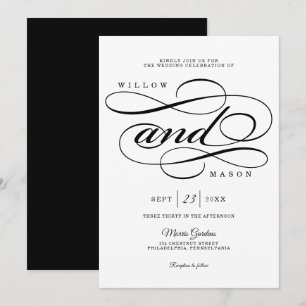 Elegante Kalligraphie Script Einladung zur Hochzei