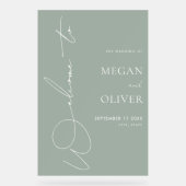 Elegante Kalligraphie Script Wedding Willkommen Acrylschild (Vorderseite)