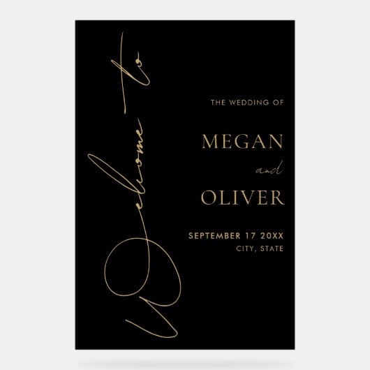 Elegante Kalligraphie Script Wedding Willkommen Acrylschild (Vorderseite)