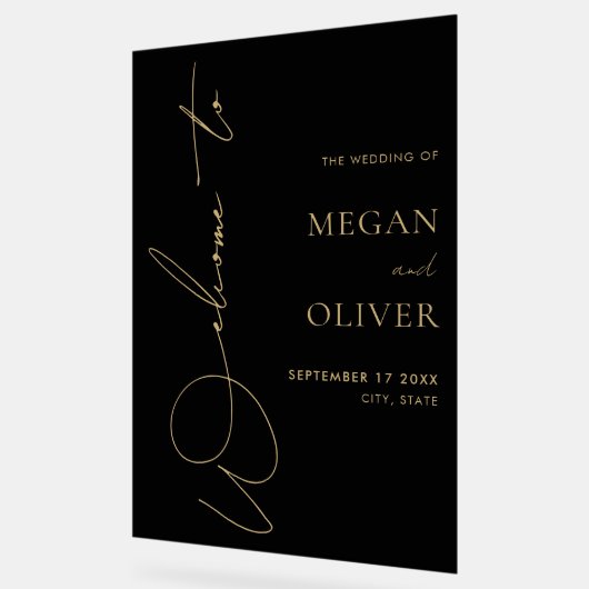 Elegante Kalligraphie Script Wedding Willkommen Acrylschild (Winkel)