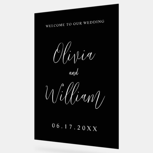 Elegante Kalligraphie Script Wedding Willkommen Acrylschild (Winkel)