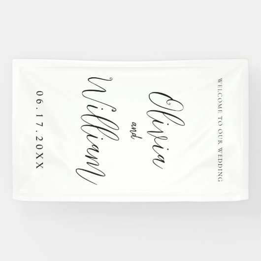 Elegante Kalligraphie Script Wedding Willkommen Banner (Horizontal)