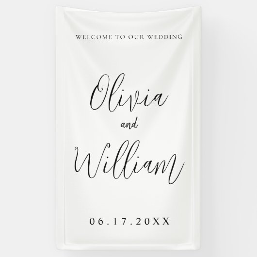Elegante Kalligraphie Script Wedding Willkommen Banner (Vertikal)