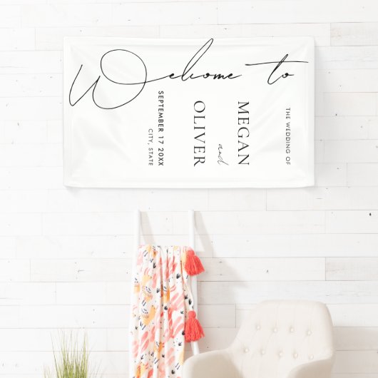 Elegante Kalligraphie Script Wedding Willkommen Banner (Insitu)
