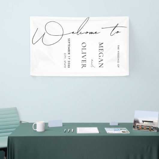 Elegante Kalligraphie Script Wedding Willkommen Banner (Messeveranstaltung)