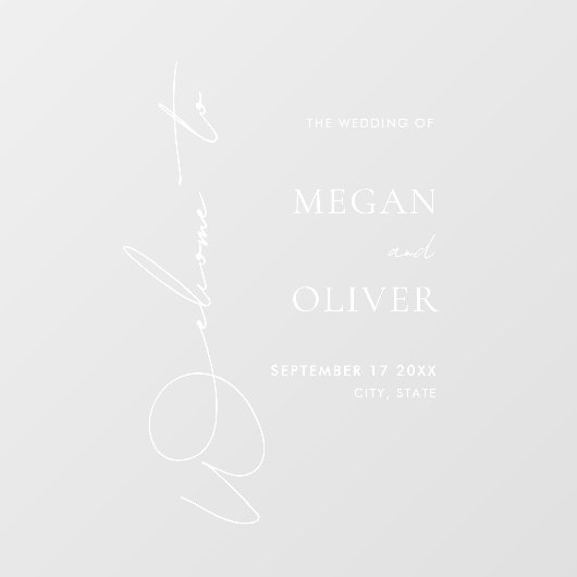 Elegante Kalligraphie Script Wedding Willkommen Fensteraufkleber (Blatt)