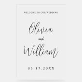 Elegante Kalligraphie Script Wedding Willkommen Ma Acrylschild (Vorderseite)