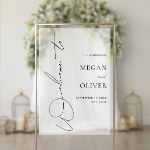 Elegante Kalligraphie Script Wedding Willkommen Ma Acrylschild