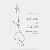 Elegante Kalligraphie Script Wedding Willkommen Ma Acrylschild (Vorderseite)