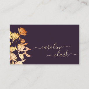 Elegante Kalligraphie Signature Floral Pflaume Ros Visitenkarte