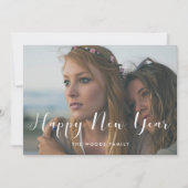 Elegante Kalligraphie Silvesterfotokarte Feiertagskarte (Vorderseite)