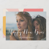 Elegante Kalligraphie Silvesterfotokarte Feiertagskarte (Vorne/Hinten)