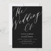 Elegante Kalligraphie-Skript einfache schwarze Hoc Einladung (Vorderseite)