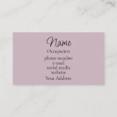 Elegante Kalligraphie staubig pink mauve modern Visitenkarte (Rückseite)