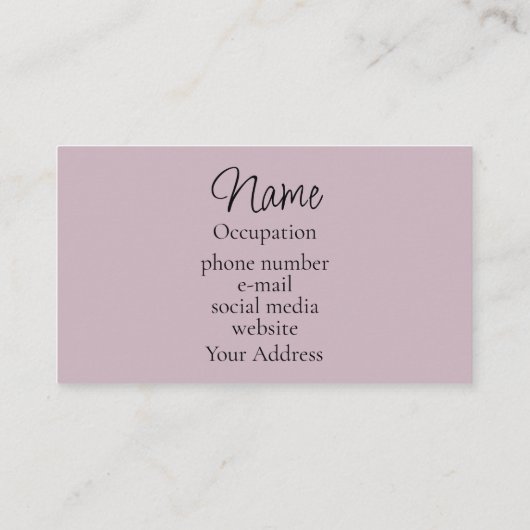 Elegante Kalligraphie staubig pink mauve modern Visitenkarte (Rückseite)