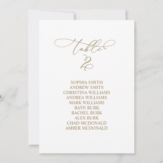 Elegante Kalligraphie Tischnummer 2 Sitzplan (Rückseite)