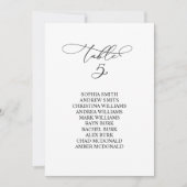 Elegante Kalligraphie Tischnummer 5 Sitzplan (Vorderseite)