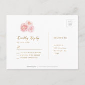 Elegante Kalligraphie, UAWG mit Gold und Blüten Einladungspostkarte (Rückseite)