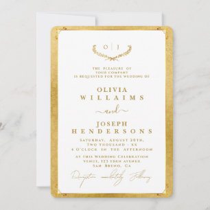 ELEGANTE KALLIGRAPHIE UND FRAME GOLDEN CHIC WEDING EINLADUNG