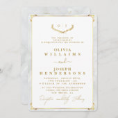 ELEGANTE KALLIGRAPHIE UND FRAME GOLDEN CHIC WEDING EINLADUNG (Vorne/Hinten)