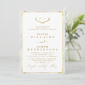 ELEGANTE KALLIGRAPHIE UND FRAME GOLDEN CHIC WEDING EINLADUNG (Stehend Vorderseite)