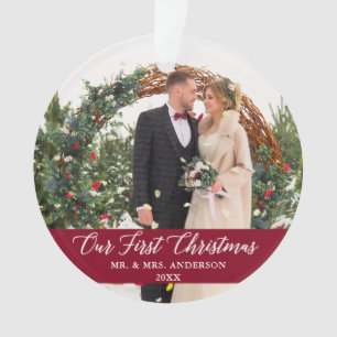 Elegante Kalligraphie Unser erstes Weihnachtsburgu Ornament