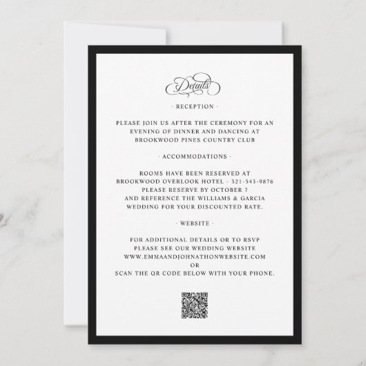 Elegante Kalligraphie verheiratet alles in einem S Einladung (Rückseite)