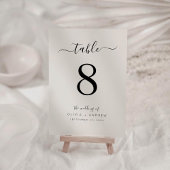 Elegante Kalligraphie von der weißen Farbhochzeit Tischnummer