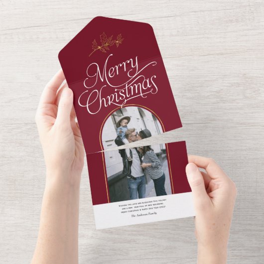 Elegante Kalligraphie Weihnachtsfotos All In One Einladung (Abreißen)