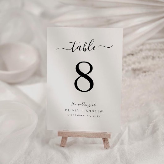 Elegante Kalligraphie, Weiß und Schwarz-Farbe-Hoch Tischnummer